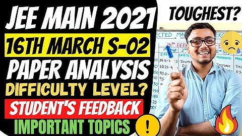 Jee Main 2021- 16 March 2nd Shift Paper Analysis & Difficulty Level | Jee Mains 2021 Important Topic
