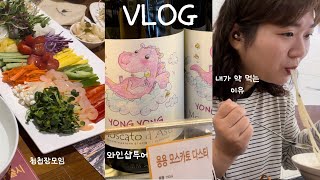 [Vlog] 와인샵 4곳 투어돌기 | 약먹기 위해 밥먹는 일상 브이로그 | 반포식스, 와인앤모어, 와인나라, 알라딘중고서점, 케이크먹방, 싸다김밥