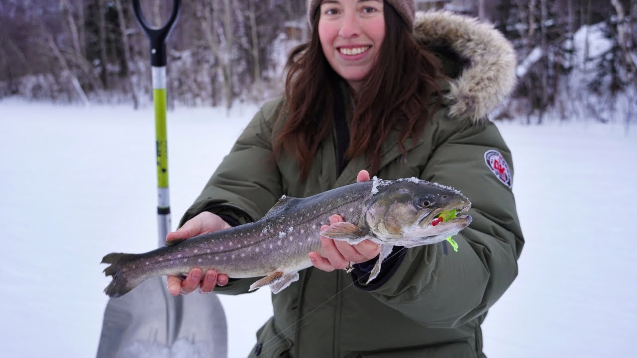 Ice Fishing for Arctic Char in Alaska 