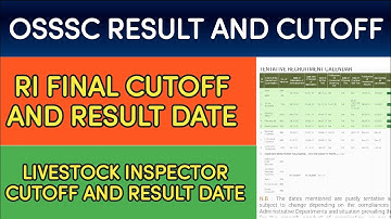 OSSSC RI FINAL RESULT DATE // LIVESTOCK INSPECTOR RESULT DATE //