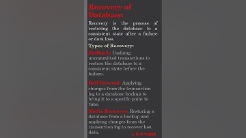 Beyond Disaster Recovery: The Role of Recovery in DBMS | #shorts #shortsfeed #shortsviral