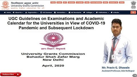 UGC Guidelines on Examinations and Academic Calendar for the Universities@GOVT. OF INDIA@