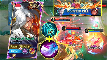 New gameplay Aamon maniac 🔥 20 kill the power damage build top 1 global - moblegen 