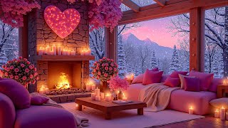 Soft Pink Valentine Ambience 💖🔥 Jazz Playlist & Cozy Fireplace for Stress Relief & Calm screenshot 5