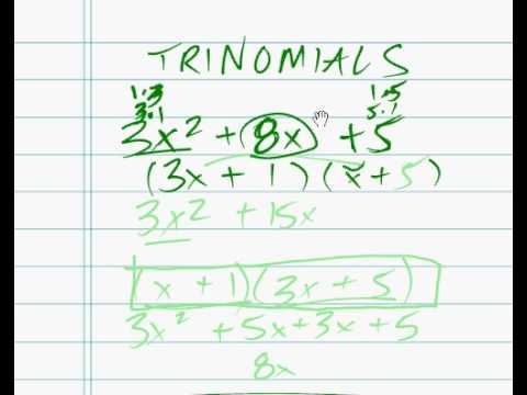 algebra trinomials 3x^2 8x 5