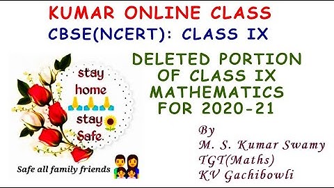 Deleted Portion of Class IX Mathematics for 2020-21