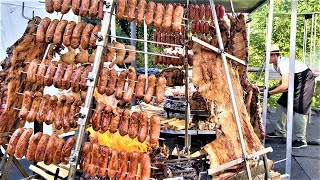 Italy Street Food. Huge Grills with Ribs, Loins, Sausages, Fried Fish and more food