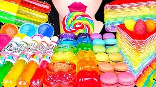 ASMR RAINBOW CREPE CAKE, UNICORN TEARS, EDIBLE CUP JELLY, MACARONS *MOST POPULA DESSERTS MUKBANG 먹방