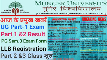 Munger University Today News/Part 1 Exam Form/Part 1&2 Result/PG Sem.3 Exam Form/PG 2nd Merit List