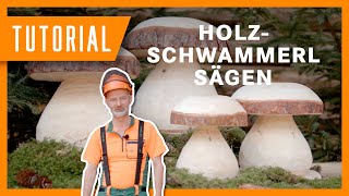 Günter zeigt: Holz-Pilz mit der Motorsäge schnitzen I DIY der Bayerischen Staatsforsten