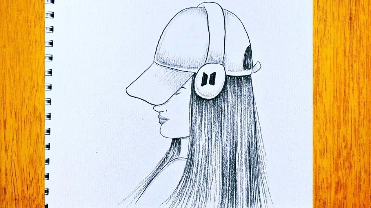 Como dibujar una hermosa chica con auriculares BTS / Dibujo simple /Como  desenhar uma linda garota - YouTube