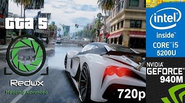 GTA V Redux Mod on HP Pavilion 15-ab032TX, 720p, Core i5 5200u + Nvidia Geforce 940m