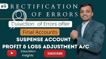 Rectification of Errors | Suspense A/c | Profit and Loss Adjustment A/c | Part 9