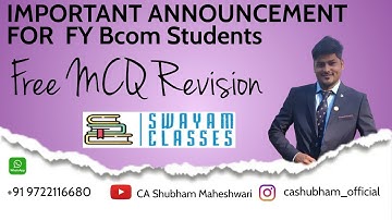 Important announcement for FY Bcom | MSU Baroda | CA Shubham Maheshwari #MSU