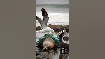 Migrating Pack Of Seagulls Rescue Sea Lion and It