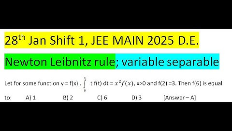 Let for some function y = f(x) ,  t f(t) dt = x^2 f(x), x 0 and f(2) =3. Then f(6) is equal to: