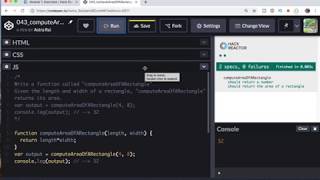 JavaScript Exercises | Hack Reactor's Bootcamp Prep | Module 1 | 043_computeAreaOfARectangle