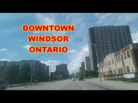 Downtown Windsor Ontario drive down Ouellette Avenue - YouTube