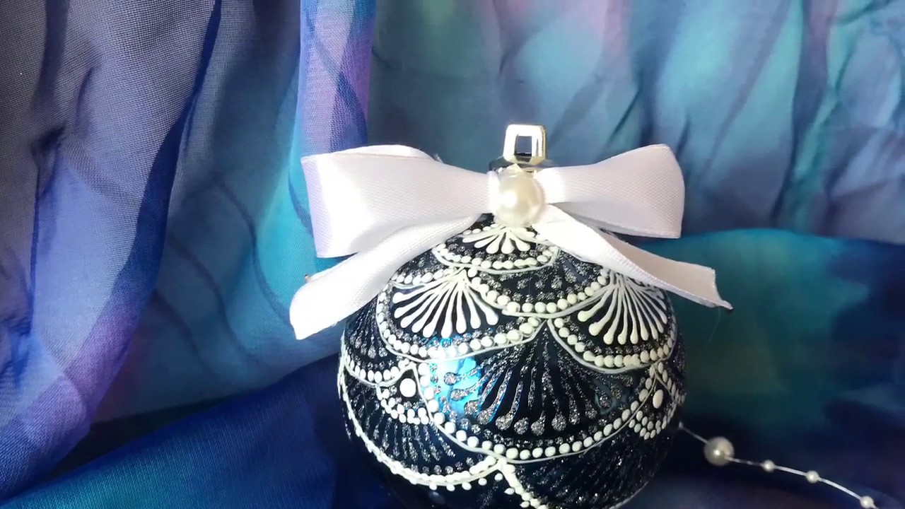 523. Декор Новогоднего шарика. Точечная роспись. Decor Christmas toy/ Dot painting.