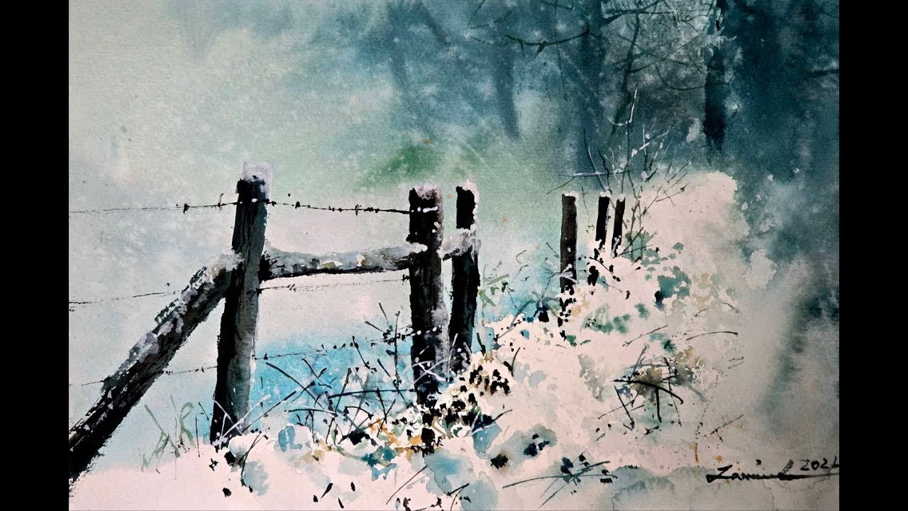 Watercolour Painting Tutorial : Snowy Scene