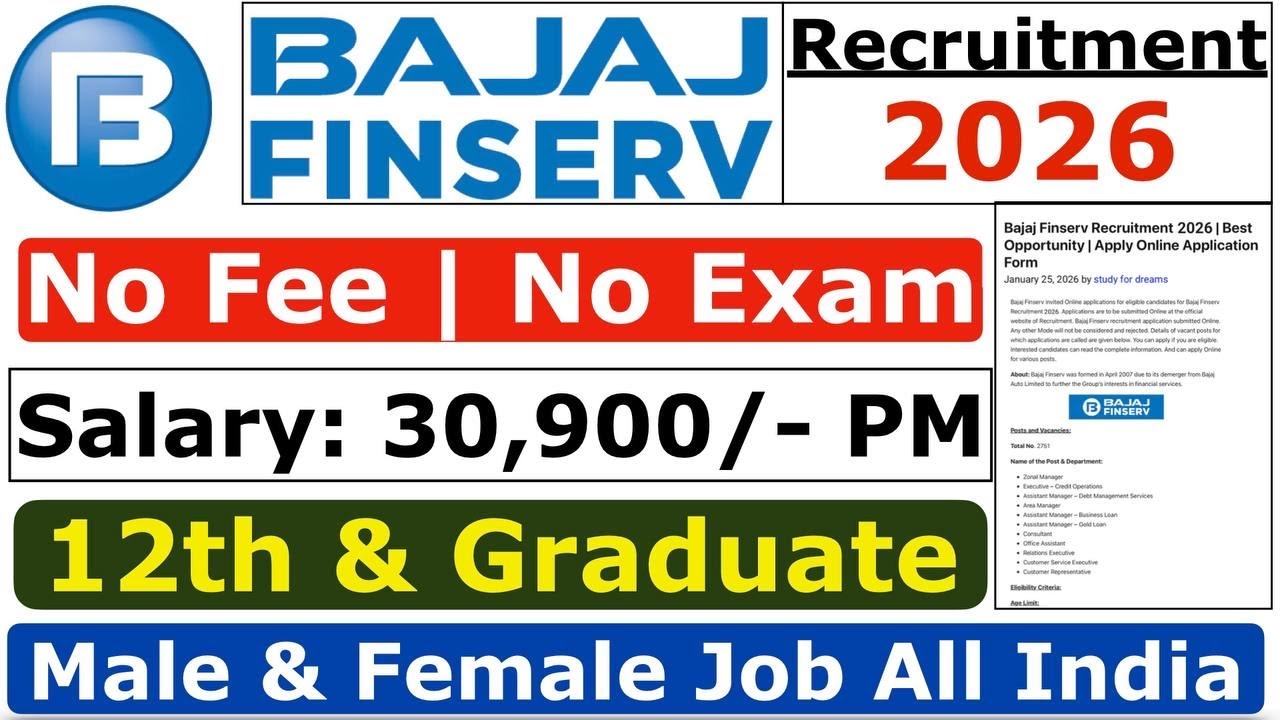 Bajaj Finserv Recruitment 2026 | Bajaj Finance Vacancy | Jobs For ...