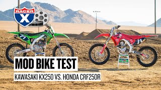 Racer X Films: 2021 Kawasaki KX250 Versus 2021 Honda CRF250R Dirt Bike Test