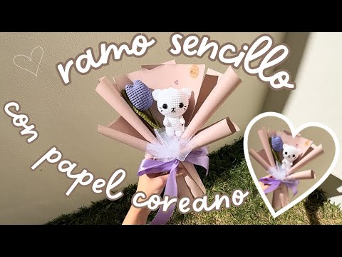 Como envolver RAMO TEJIDO sencillo con papel coreano 💐🧶 | súper fácil y bonito