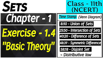 Sets | Chapter - 1 | Exercise - 1.4 ( Basic theory) | Class - 11th NCERT | Math Ki Kaksha