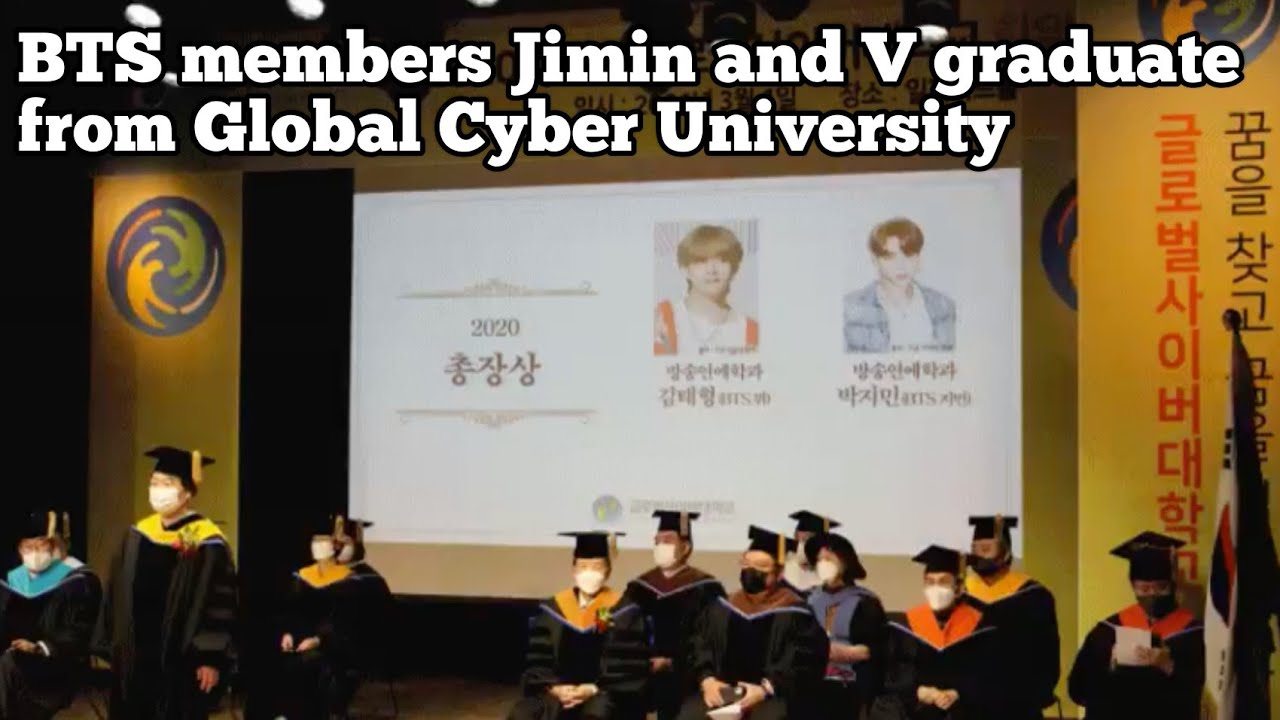 BTS members Jimin and V graduate from Global Cyber University - YouTube
