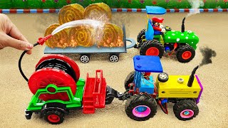 Top diy tractor making mini Fire Truck rescue Petrol Pump | Tractor transport Weed for Cow | HP Mini