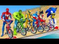 All Superheroes Racing super Bicycles Challenge Competition | GTA 5 MODS