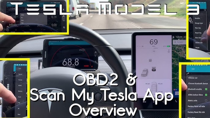 Scan My Tesla app screenshots OBD-II adapter