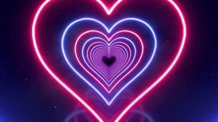 Neon Lights Love Heart Tunnel Particles Background 5 hours | HD Vj loop Disco changing colors