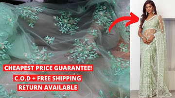 Embroidery Net On SALE! Thread Imported Embroidered Net Saree, lehenga| COD +Free Shipping Available