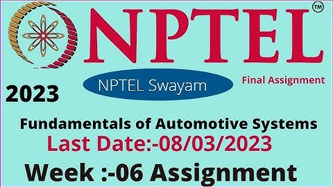 NPTEL // Fundamentals of Automotive Systems // Week-06 // Assignment // Week06// @educationwallah7735