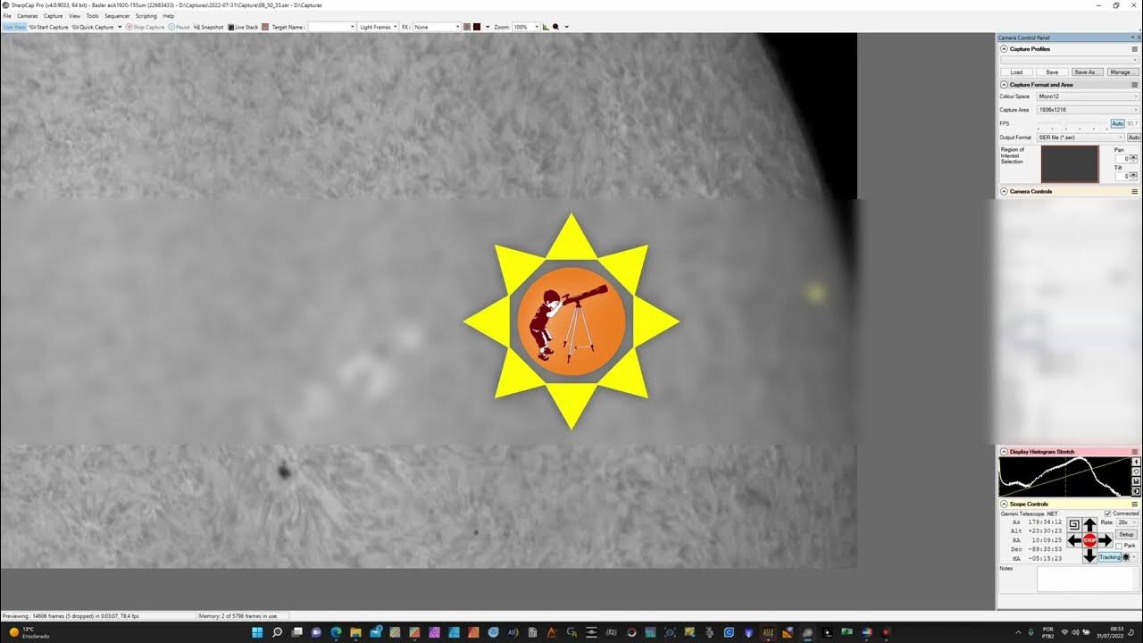 Tutorial How to make flat frames using SharpCap for solar images (Portuguese) YouTube