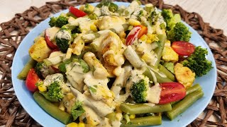 Amazing chicken salad recipe with broccoli and green beans !