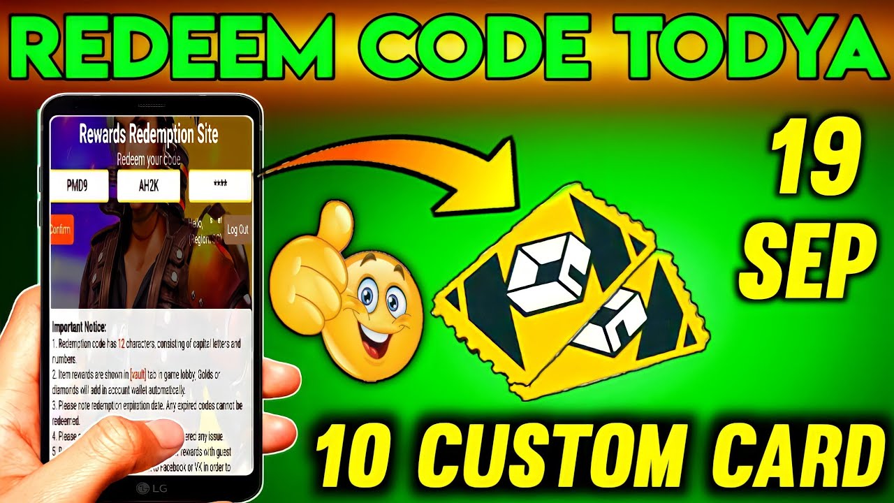Redeem code10 custom card  only 19 September   | ff New event | garena free fire | fa gamer