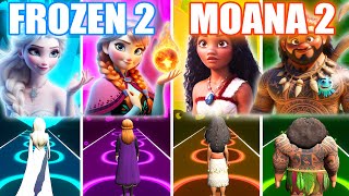 FROZEN 2 Elsa & Anna vs MOANA 2 Moana & Maui But In TILES HOP EDM RUSH!