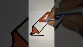 Easy Highlighter Pen Drawing & Coloring for Kids | Step-by-Step ArtHow to Draw a Magic Marker Simple