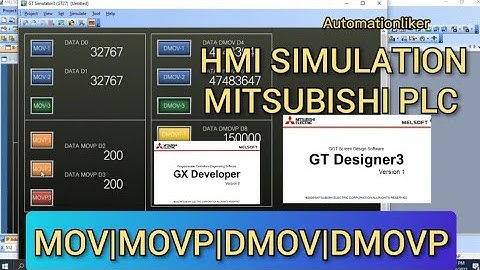 GX Developer : MOV,MOVP,DMOV and DMOVP instruction mitsubishi PLC A series with HMI simulation