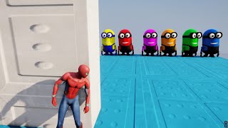 GTA 5 EPIC RAGDOLL SHOW SPIDERMAN VS COLOUR MINIONS FALLS &amp; FAILS LIVE GTA V #gta