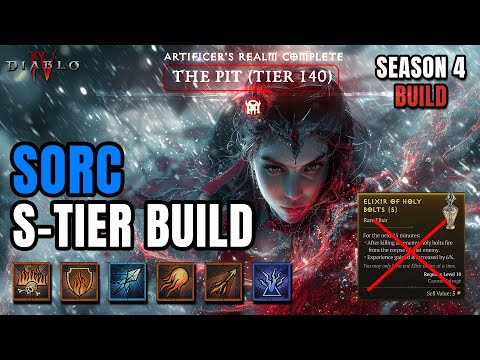 PIT 140 SORC CLEAR without HOLY BOLTS! S-Tier Build Diablo 4 Season 4