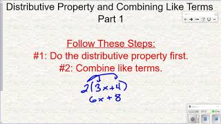 Distributive Property with Combining Like Terms Part 1
