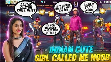 Random Cute Girl Call me noob 😍 And I challenged her for room 1v 3 Garena Free fire | Noob Prank