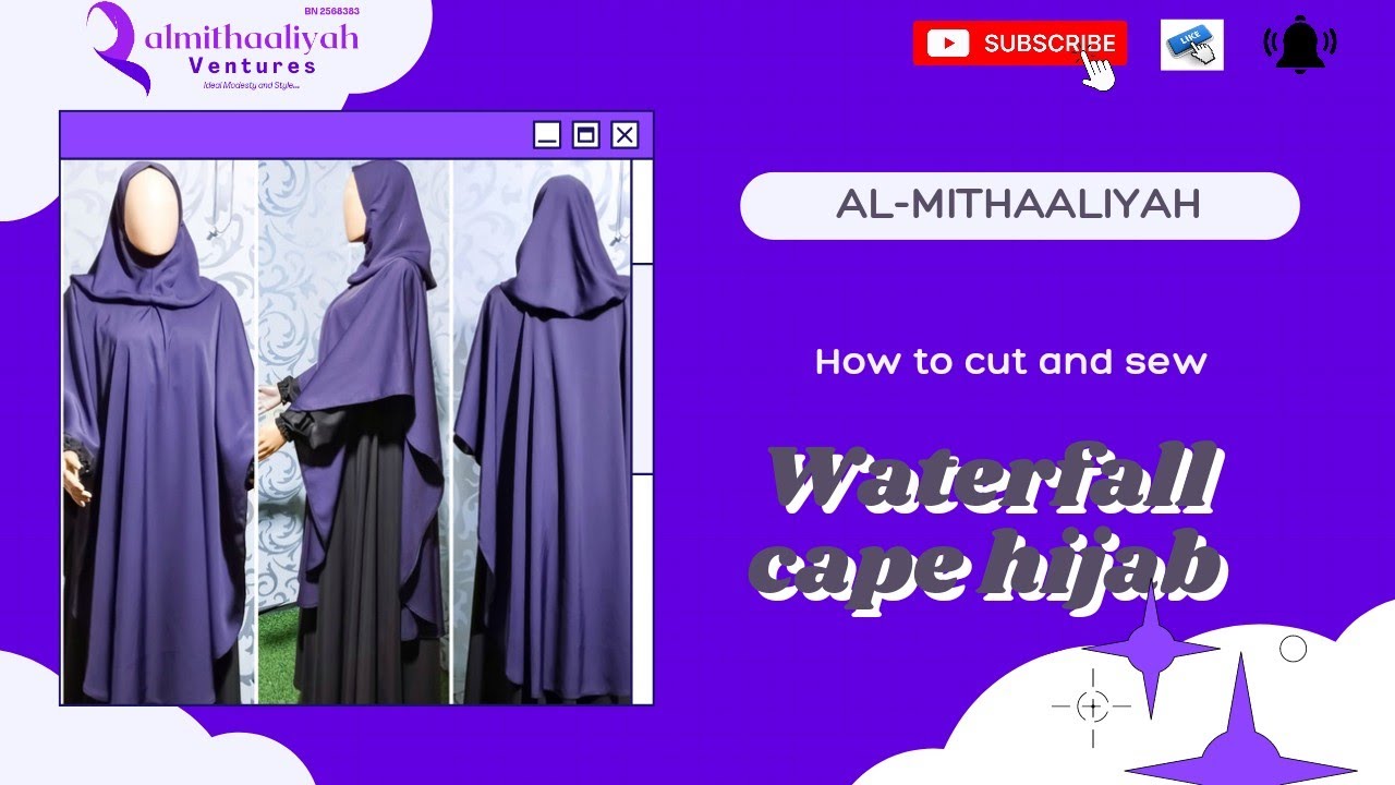How to cut and sew hijab cape(waterfall cape hijab) part 1. Detailed tutorial.