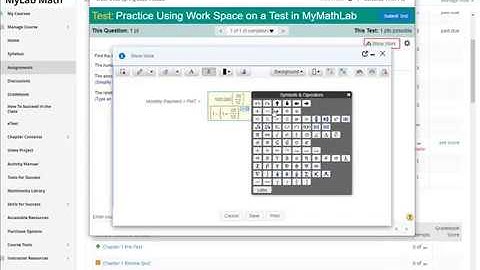 Practice Using Workspace Feature in MyMathLab