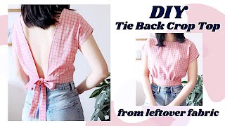 DIY Tie Back Crop Top from leftover fabric / 手作り服 / Cute 🎀Comfy Outfit / Sewing Tutorialㅣmadebyaya