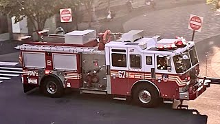 FDNY ENGINE 67 SERIOUSLY HAULING WITH HORN AND RUMBLER