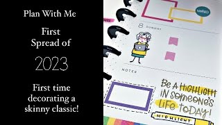 PLAN WITH ME | First Spread of 2023! | Happy Planner Skinny Classic | Stick Girls! | 2 Jan